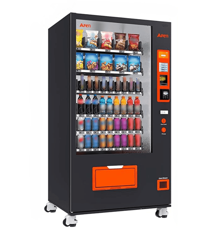 Modern black snack and drink vending machine
