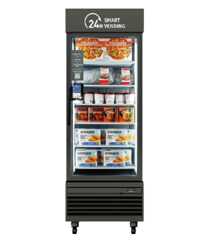 24-hour smart vending refrigerator with frozen meals
